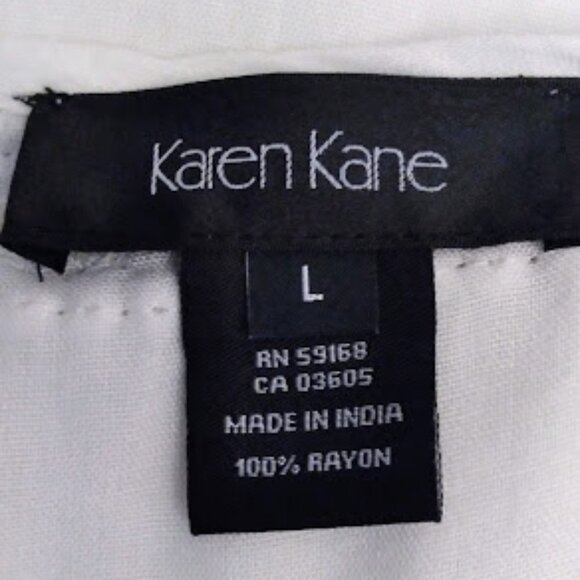 Karen Kane White Button Front Bright & Beachy Blue Beaded Tank Size: L - Picture 6 of 8